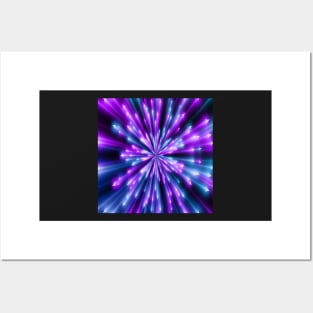 Purple Blue & Black Starburst Graphic Gift Design Print Pattern Posters and Art